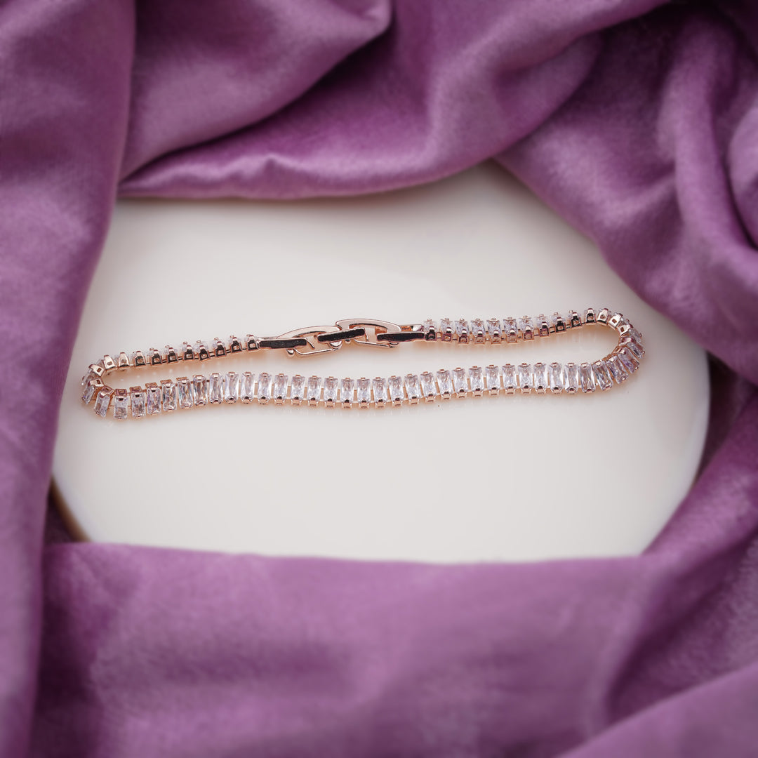 Opulenza Rose Gold Baguette Bracelet