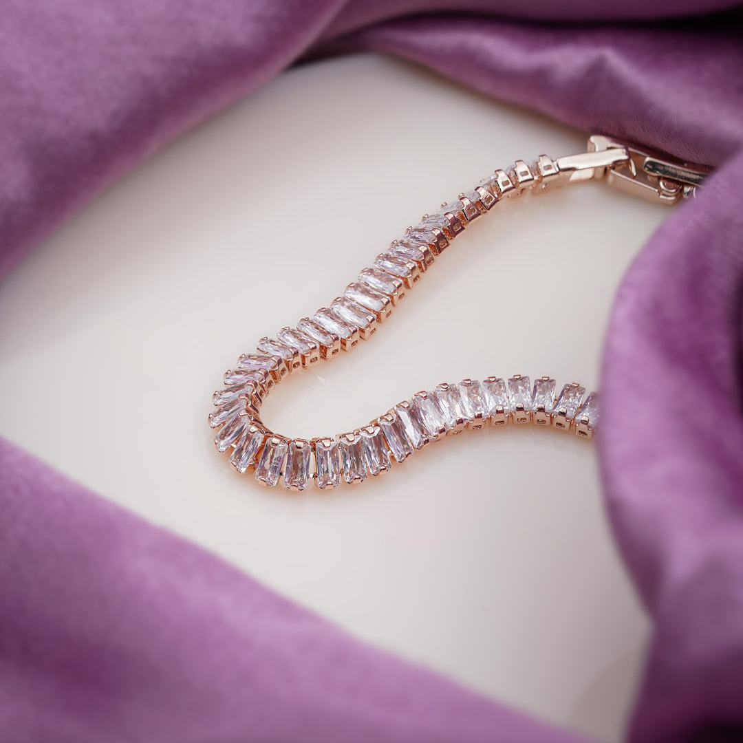 Opulenza Rose Gold Baguette Bracelet