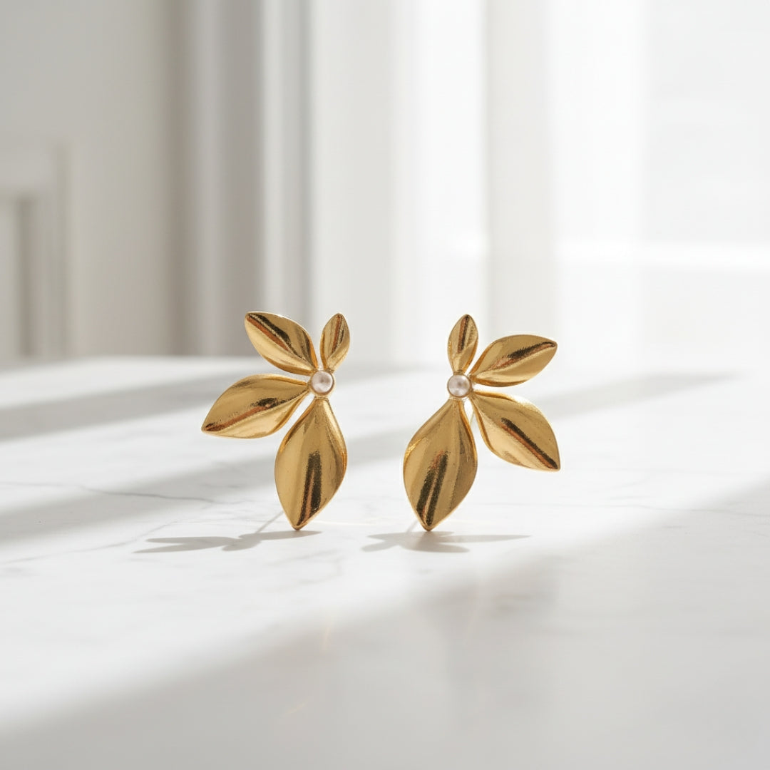 Gold Flower Earrings