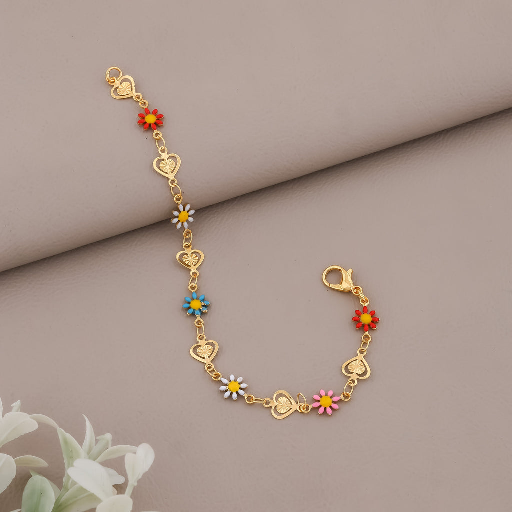 Floral Love Gold Charm Bracelet