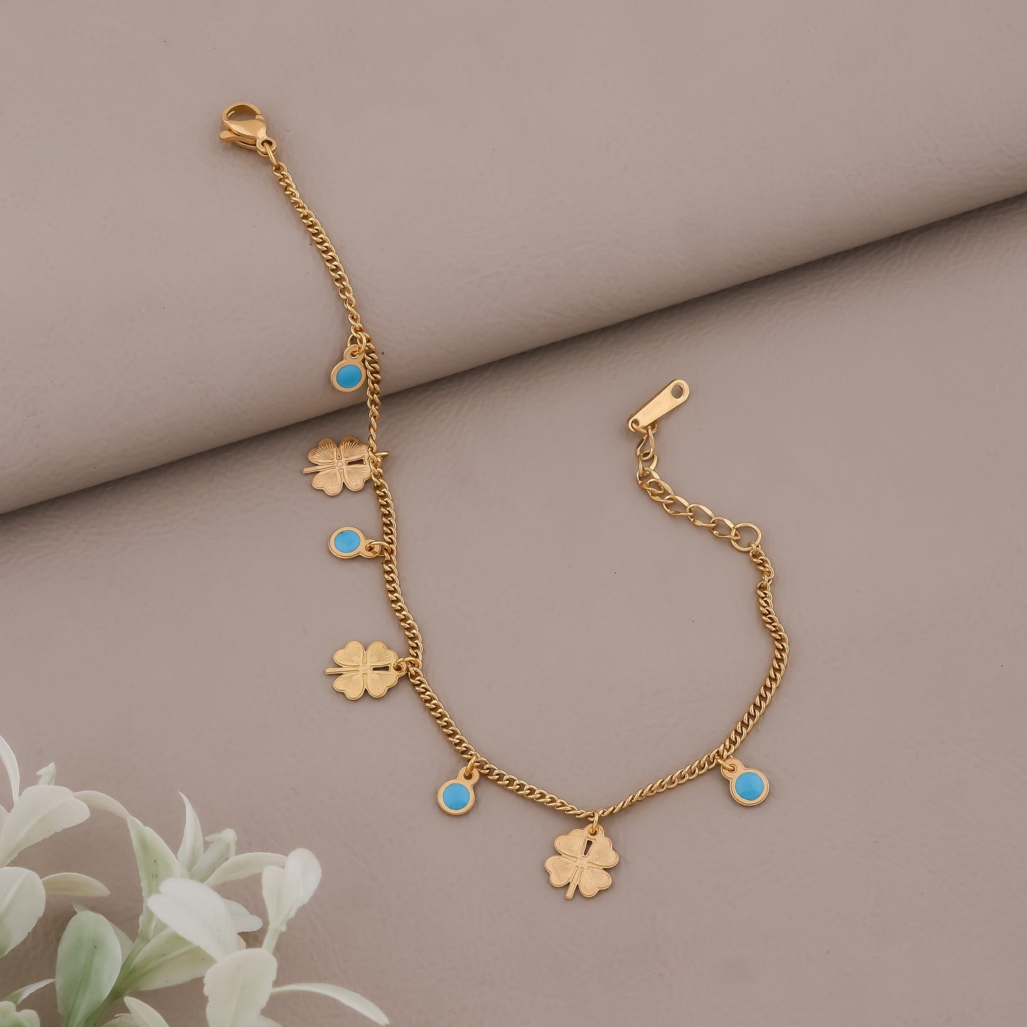 Celestial Clover Nazar Gold Bracelet