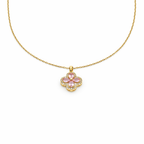 Pink Blossom Flower Pendant Gold Necklace