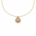 Elegant Pink Blossom Gold Necklace