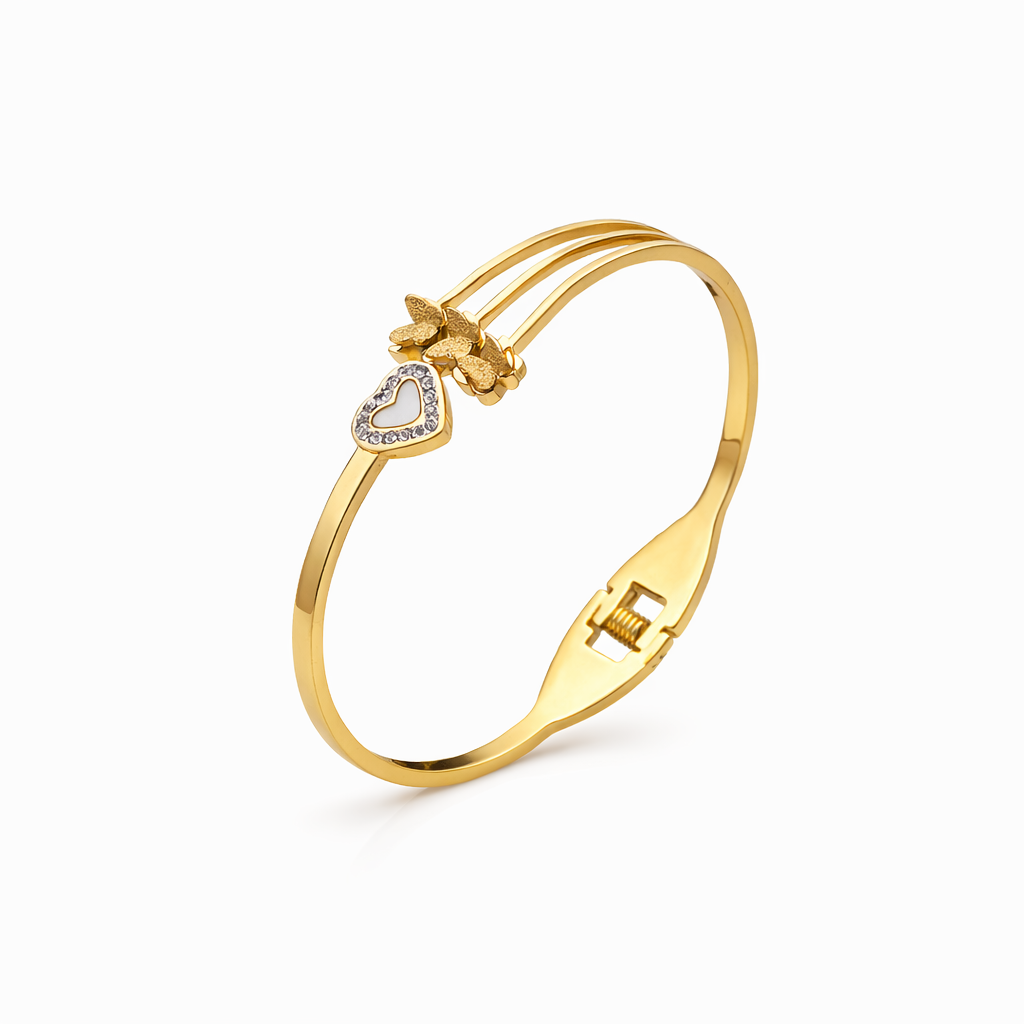 Divine Love Heart Gold Bracelet Kada