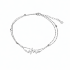 Silver Heartbeat Charm Anklet