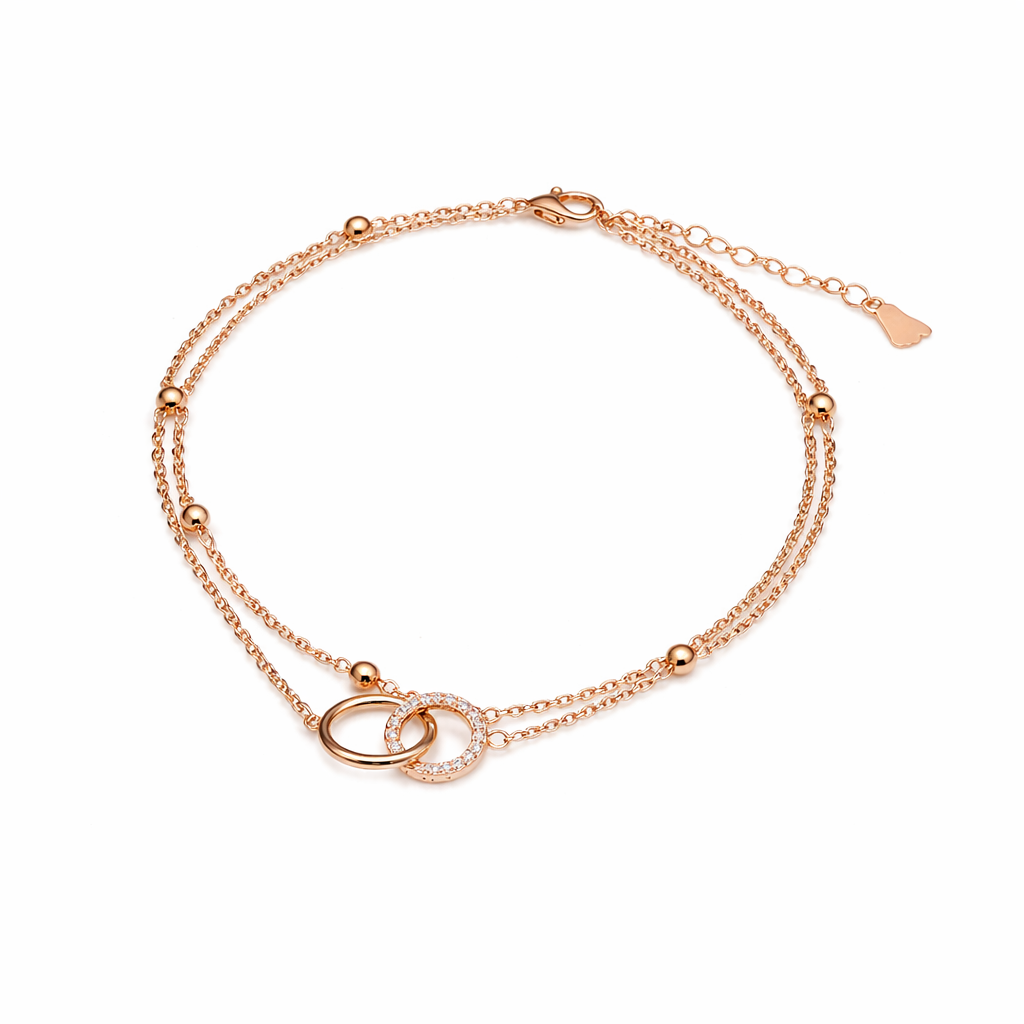 Interlocking Circle Rose Gold Anklet
