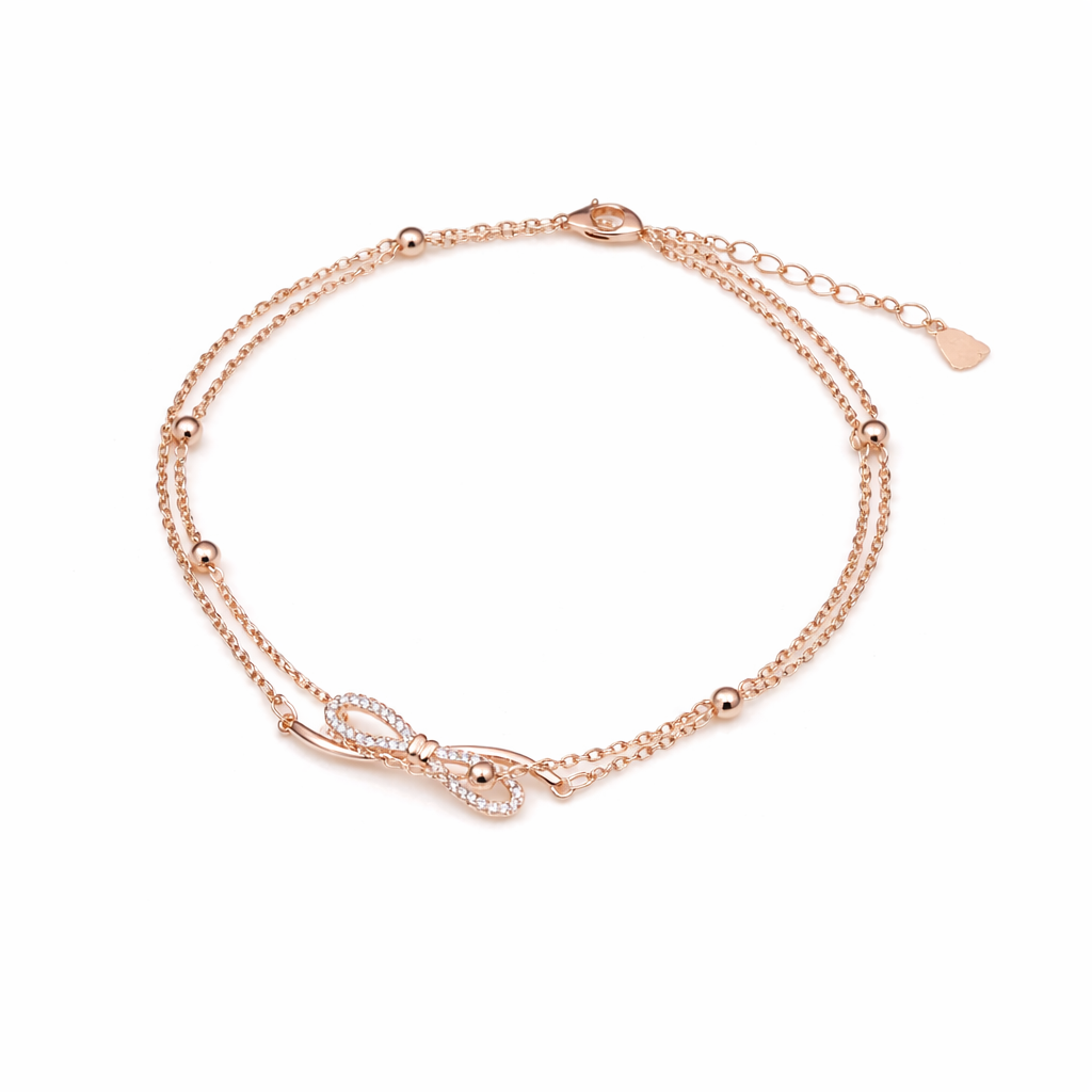 Delicate Rose Gold Bow Knot Anklet