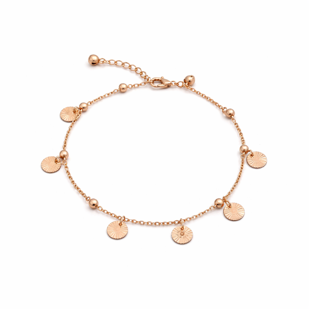 Rose Gold Sunburst Charm Anklet