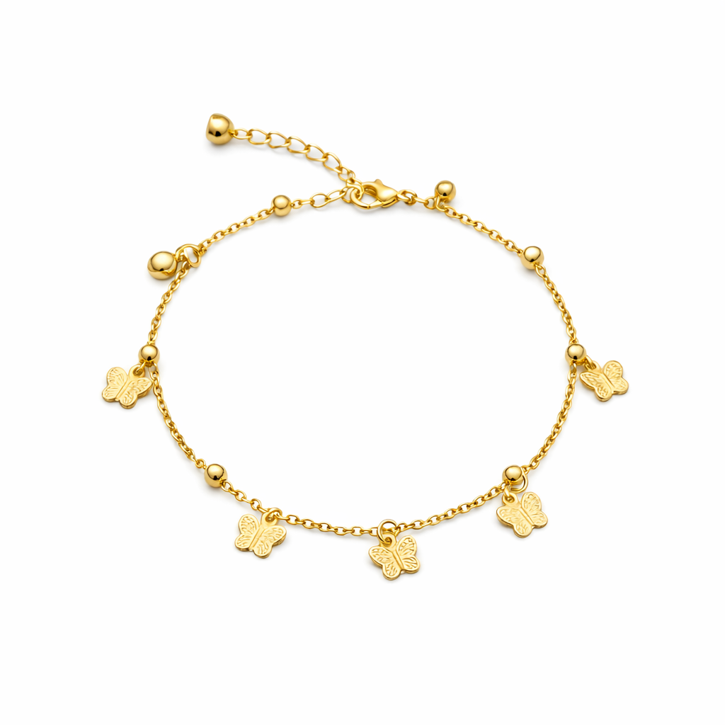 Golden Flutter Butterfly Charm Anklet