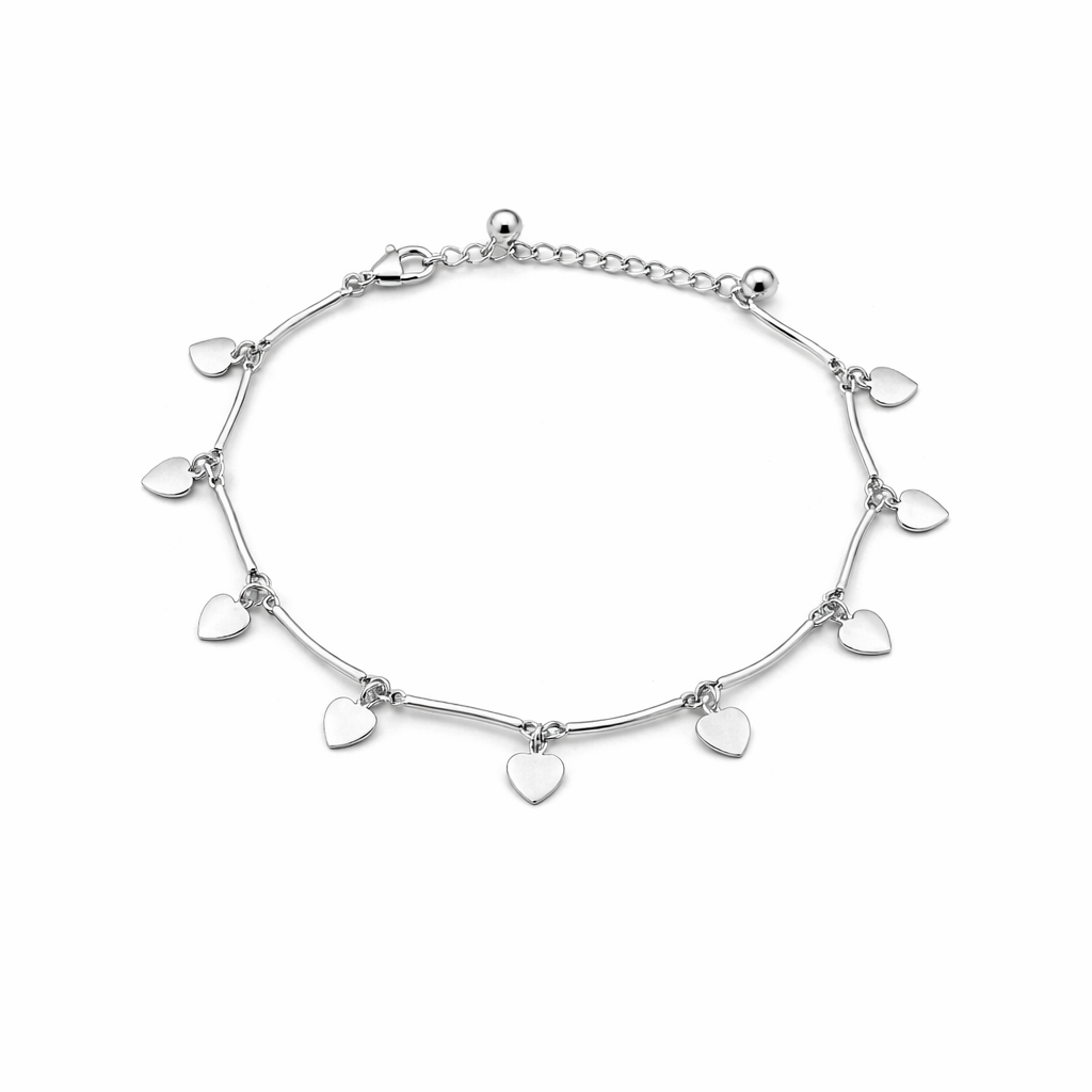 Dainty Heart Silver Anklet