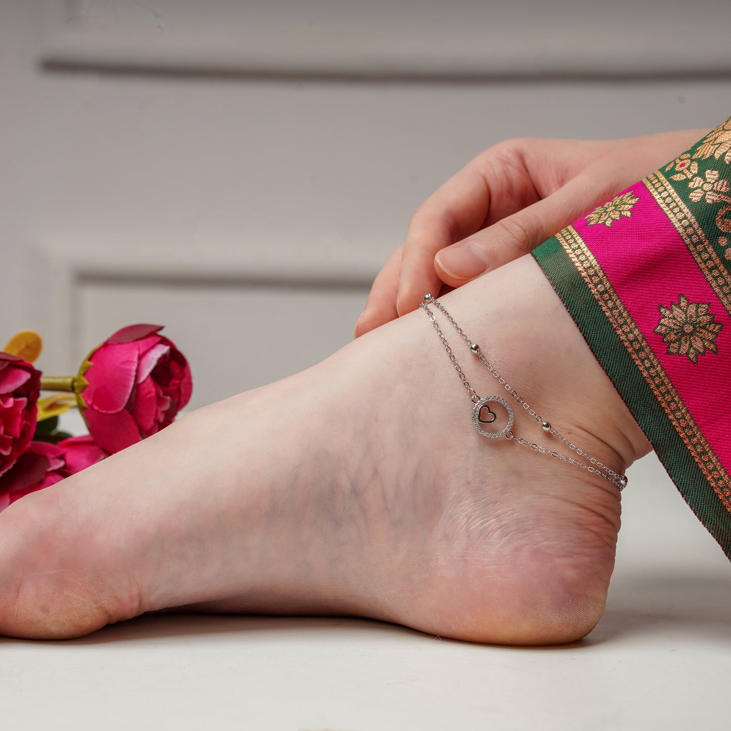 Romantic Heart Drop Anklet