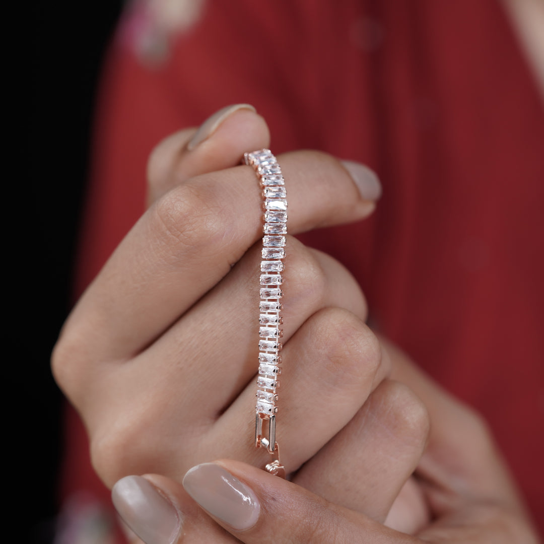 Opulenza Rose Gold Baguette Bracelet