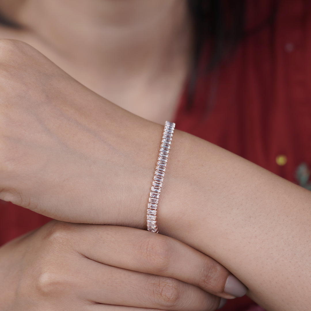 Opulenza Rose Gold Baguette Bracelet