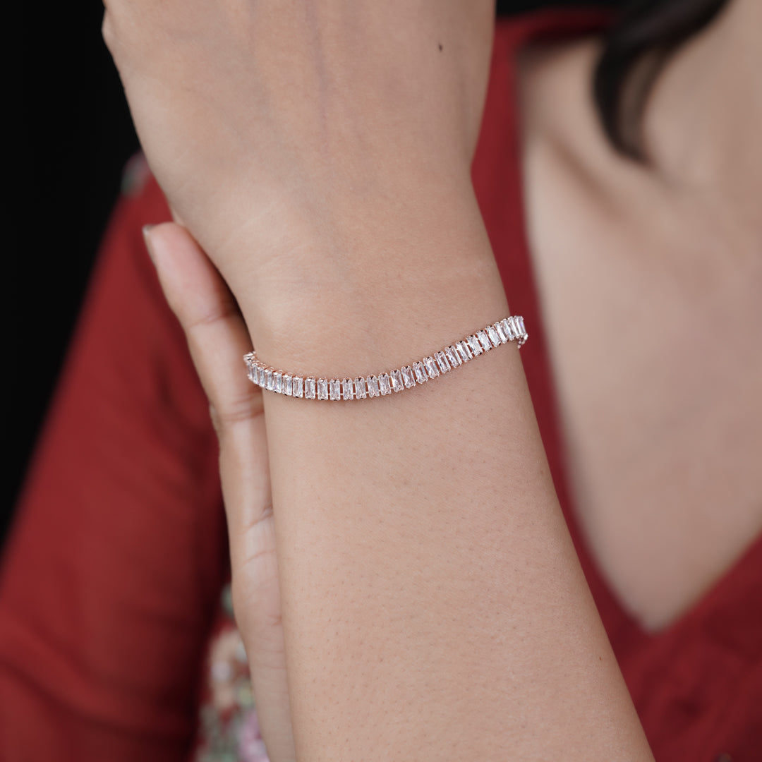 Opulenza Rose Gold Baguette Bracelet