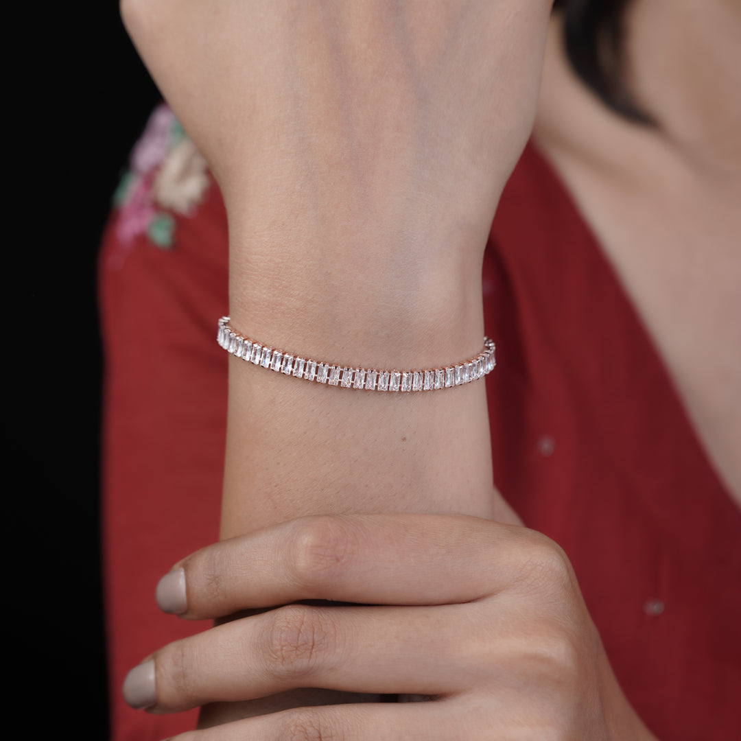 Opulenza Rose Gold Baguette Bracelet