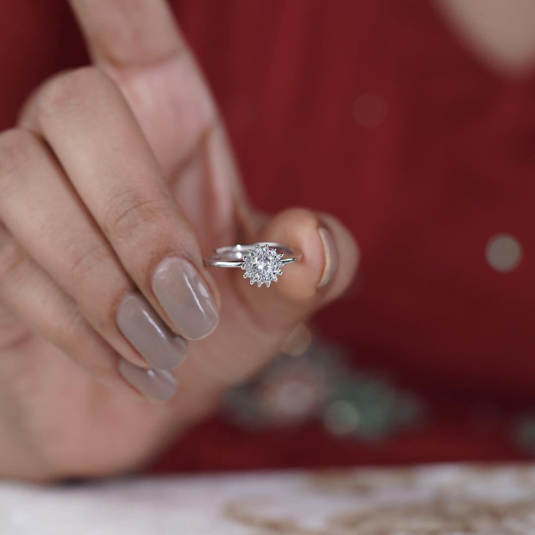 Eterna Flower Diamond Halo Ring