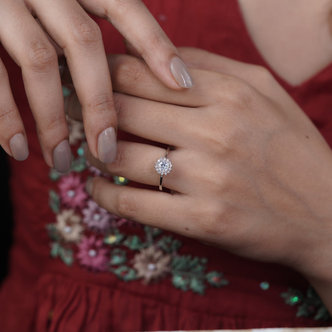 Eterna Flower Diamond Halo Ring