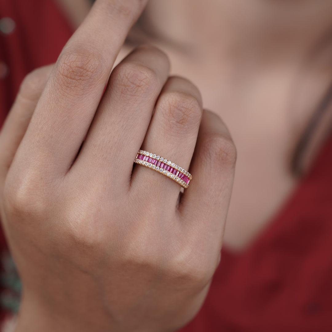 Luxpenny Ruby Royale Baguette Ring