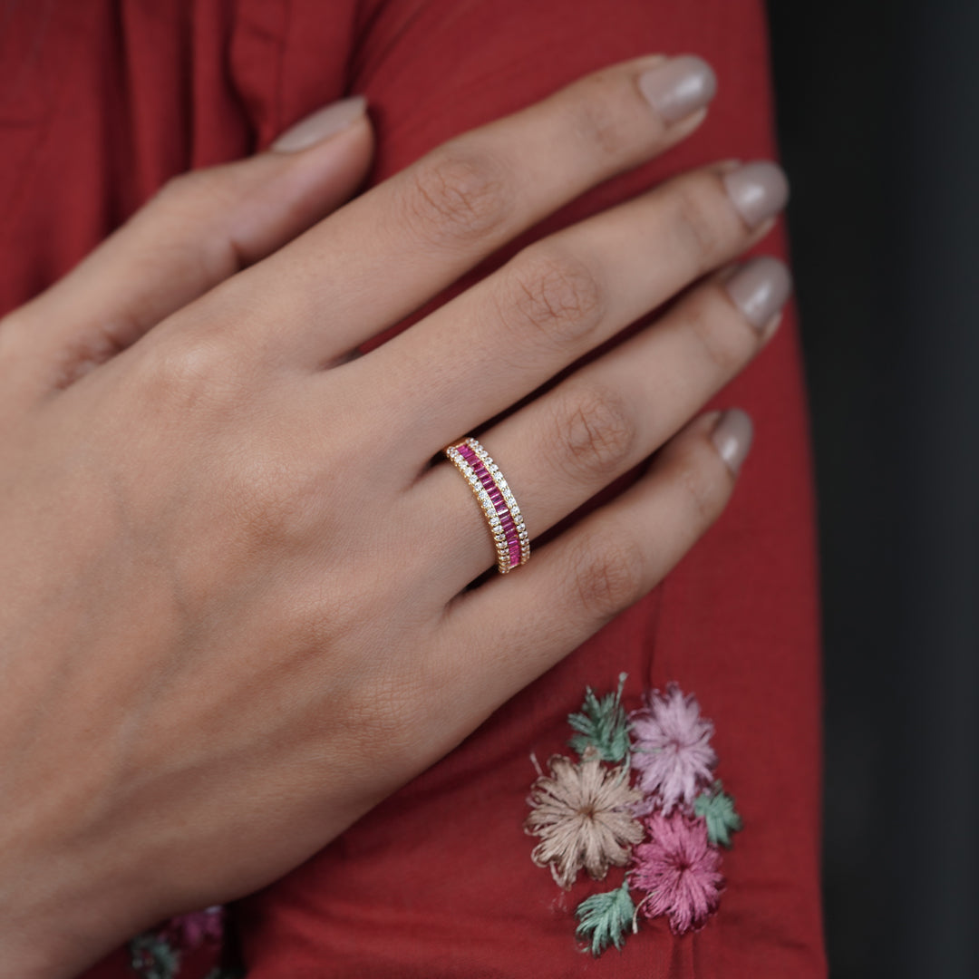 Luxpenny Ruby Royale Baguette Ring