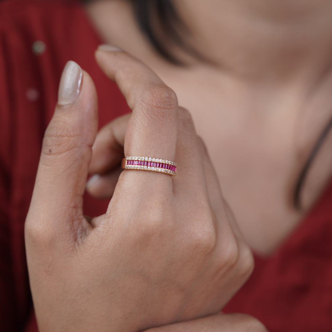 Luxpenny Ruby Royale Baguette Ring