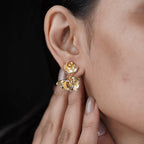 Elite Golden Petal Pearl Earrings