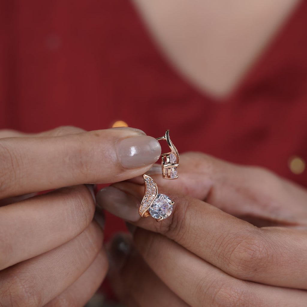 Crescent Diamond Glow Stud Earrings