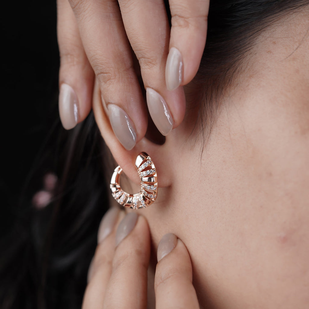 Diamond Enamel Hoop Earrings