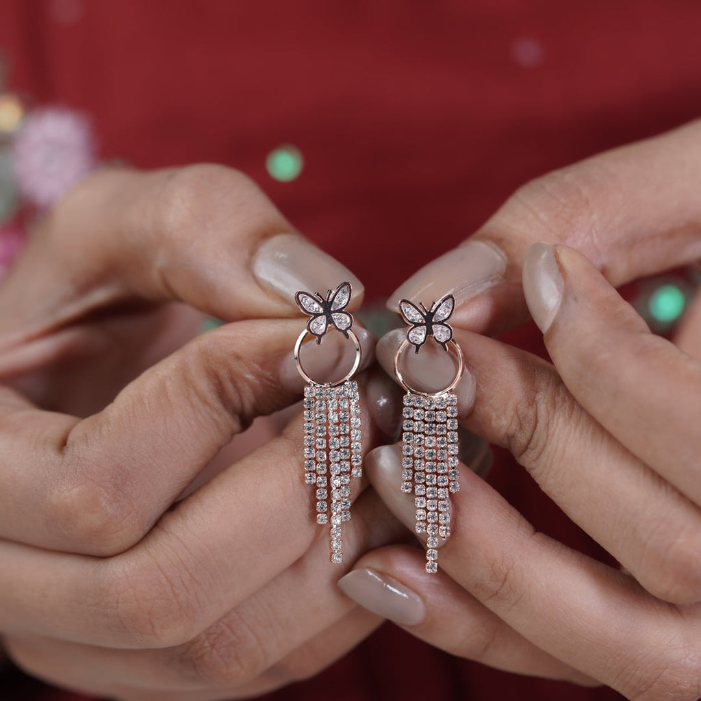 Butterfly Crystal Tassel Earrings