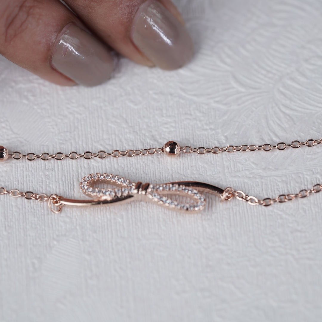 Delicate Rose Gold Bow Knot Anklet