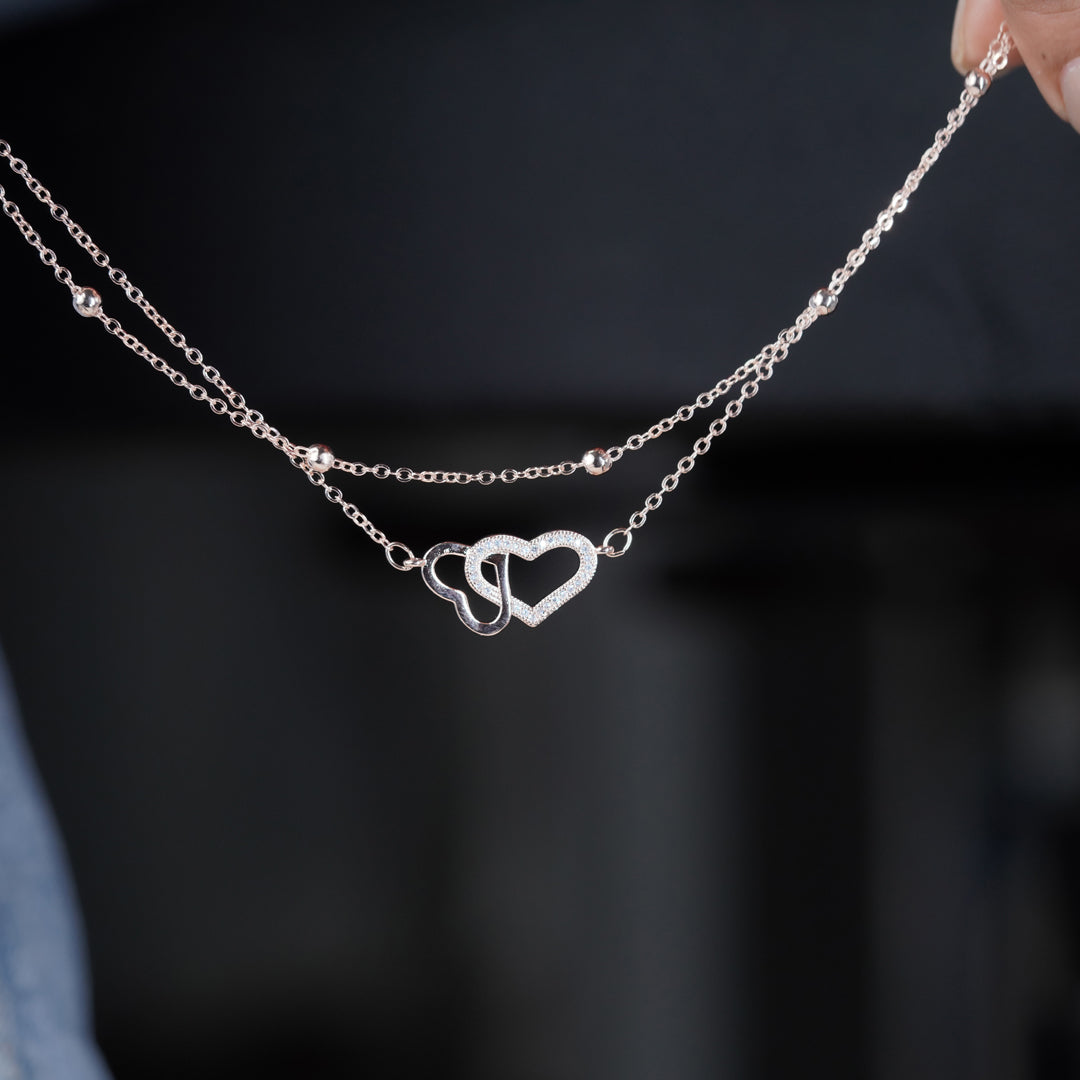 Luxpenny Twin Heart Rose Gold Anklet