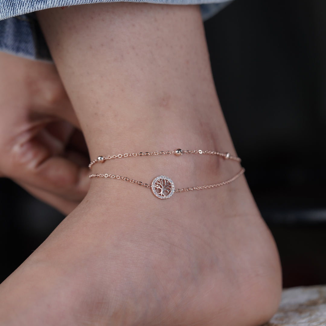 Elegant Tree of Life Charm Anklet
