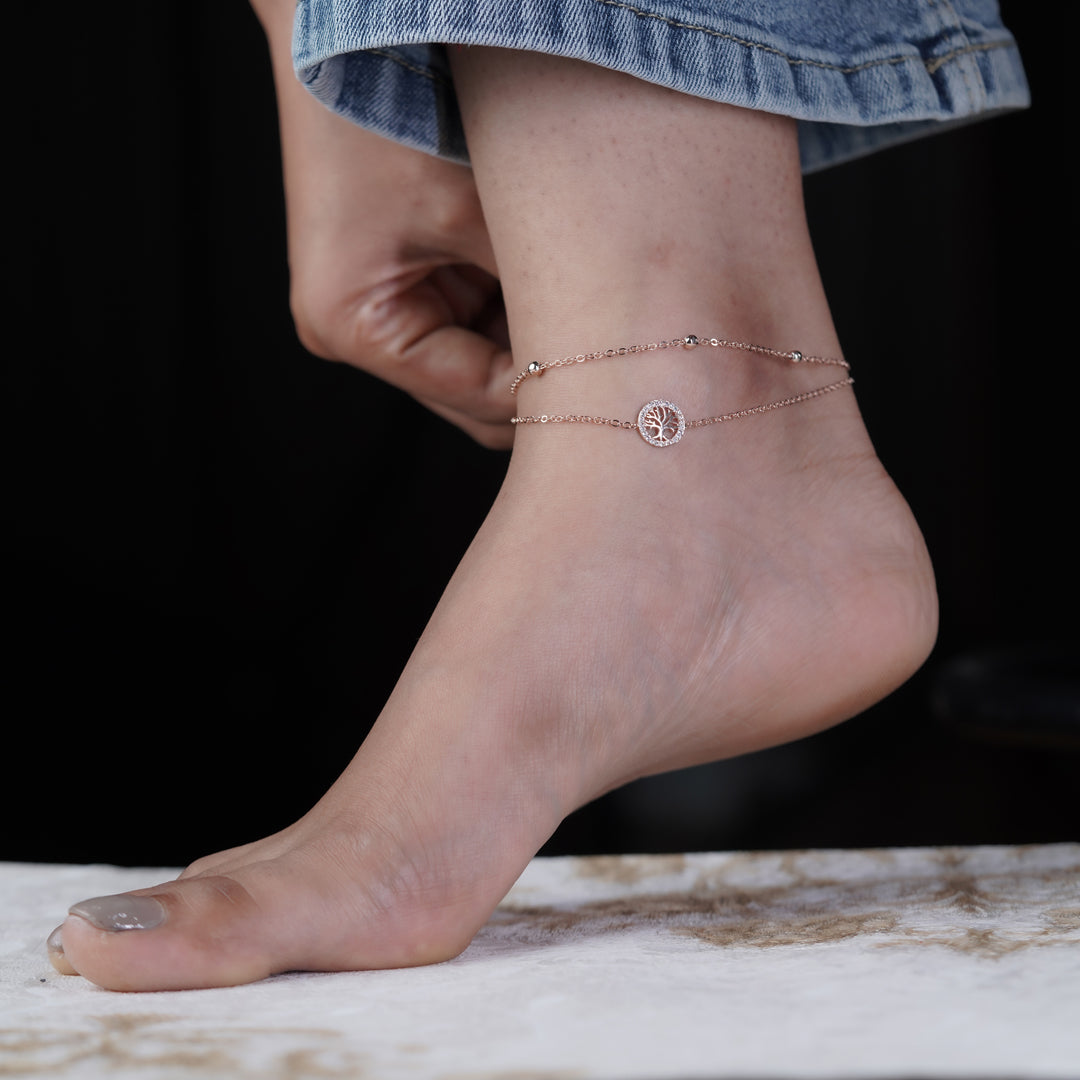Elegant Tree of Life Charm Anklet