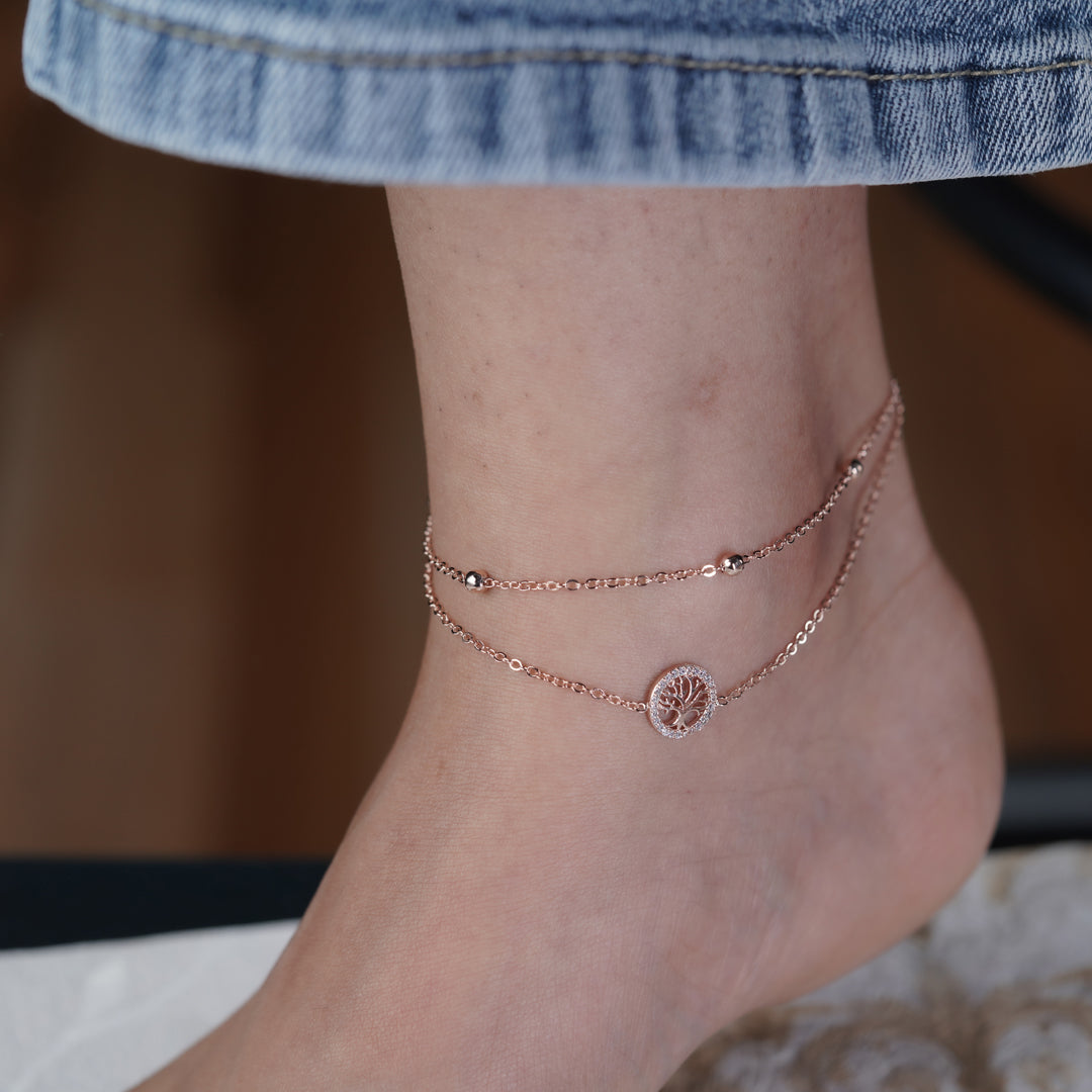 Elegant Tree of Life Charm Anklet