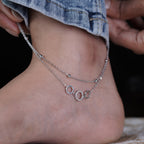 Minimalist Three Circle Silver Anklet