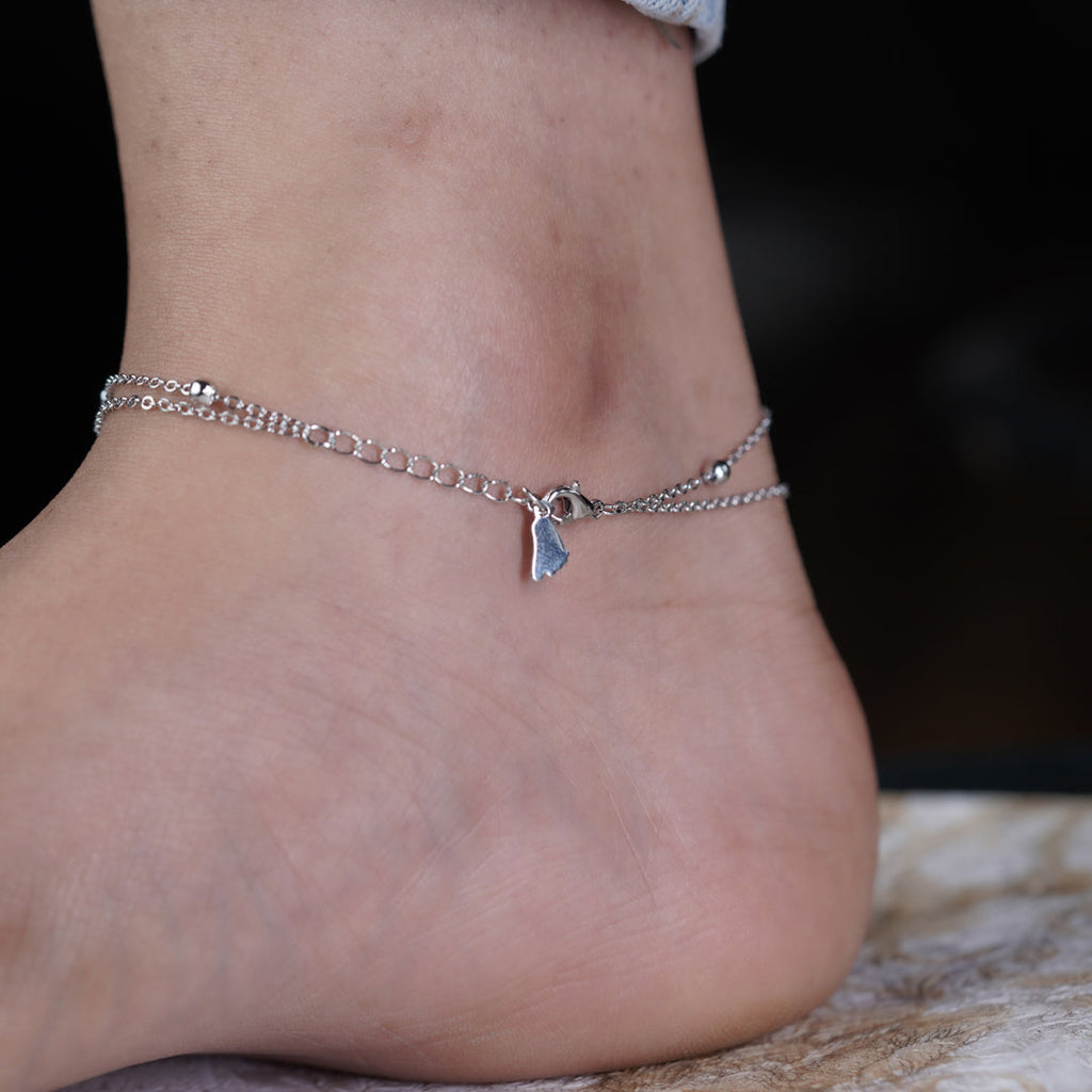 Minimalist Three Circle Silver Anklet