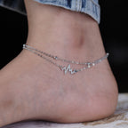 Silver Heartbeat Charm Anklet