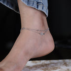 Silver Heartbeat Charm Anklet