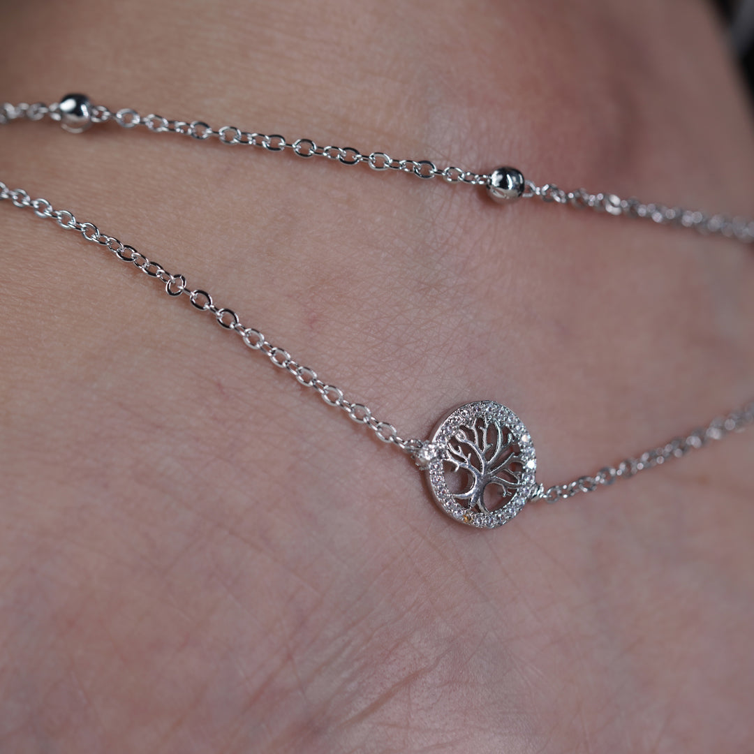 Celestial Tree of Life Silver Anklet