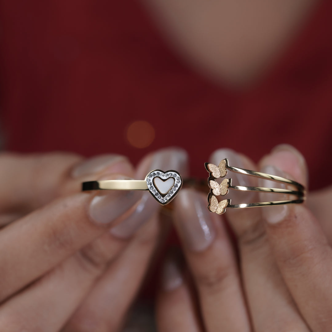 Divine Love Heart Gold Bracelet Kada