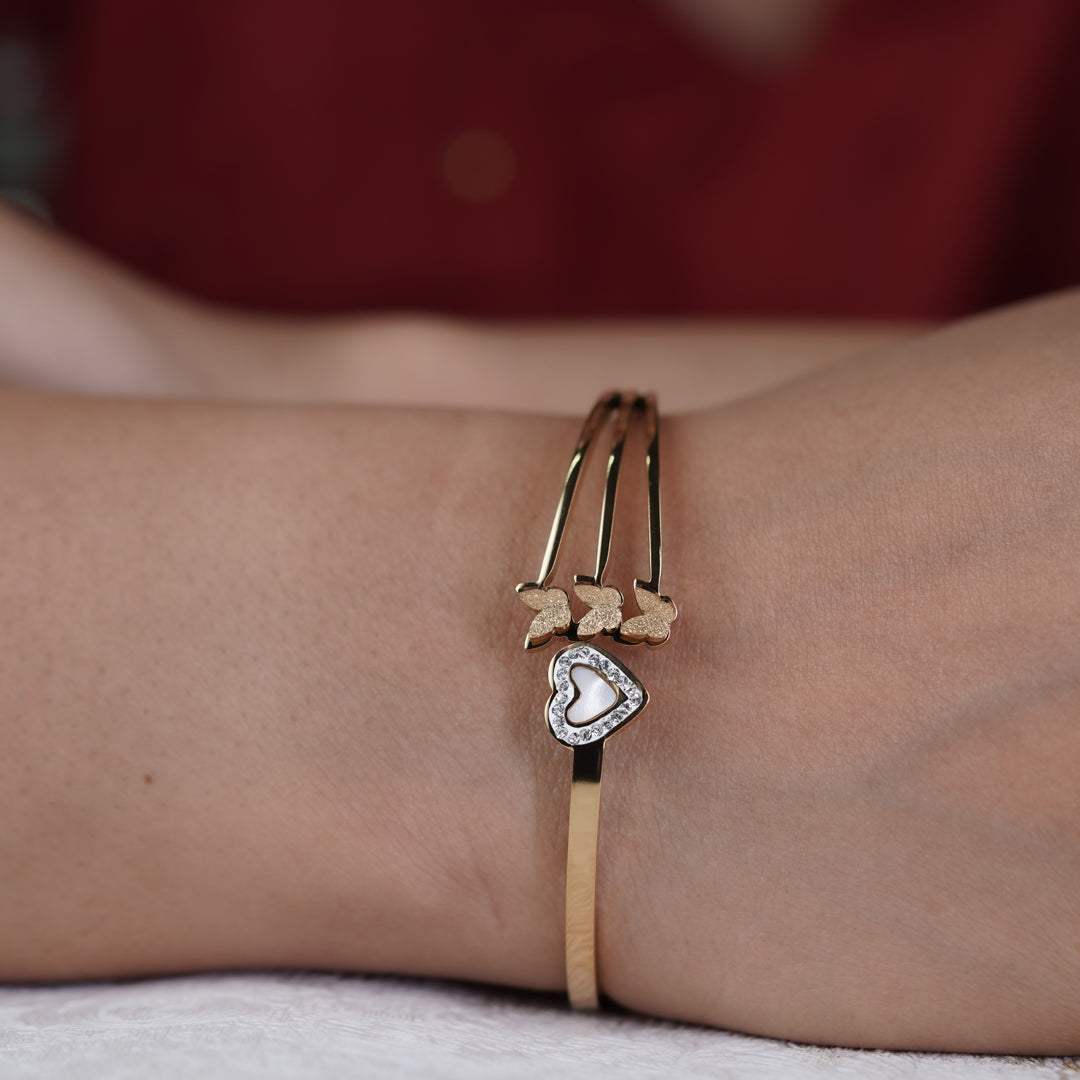 Divine Love Heart Gold Bracelet Kada