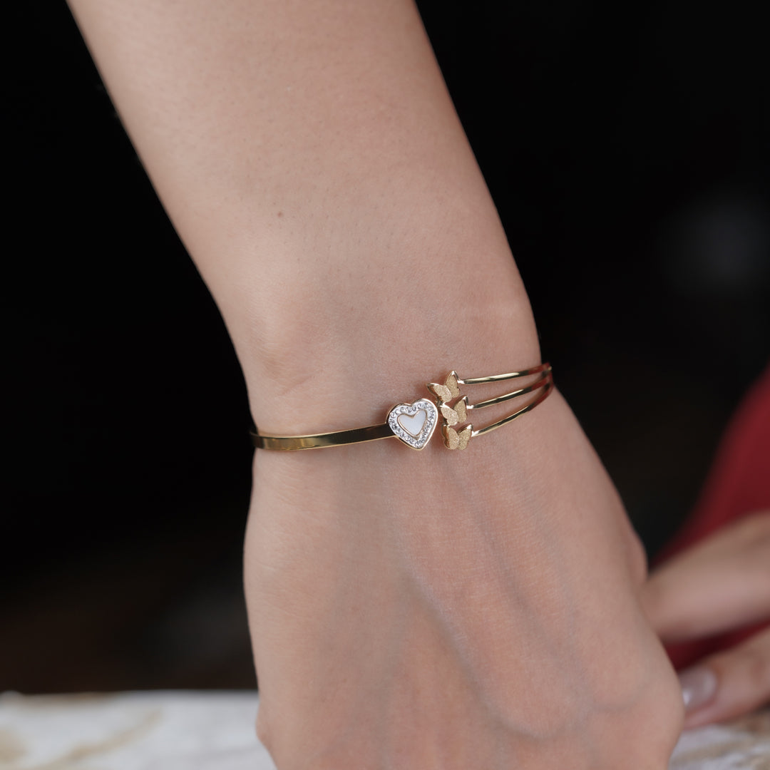 Divine Love Heart Gold Bracelet Kada