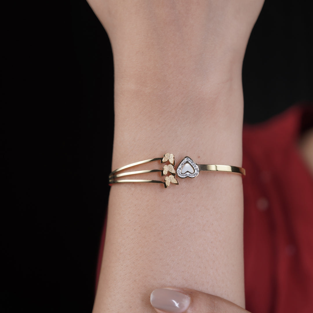 Divine Love Heart Gold Bracelet Kada