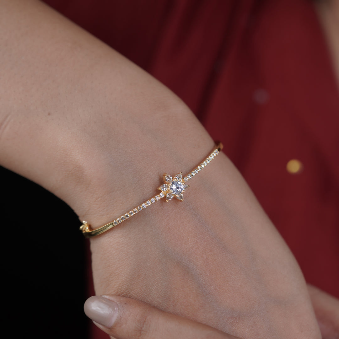 Elite Floral Spark Gold Kada