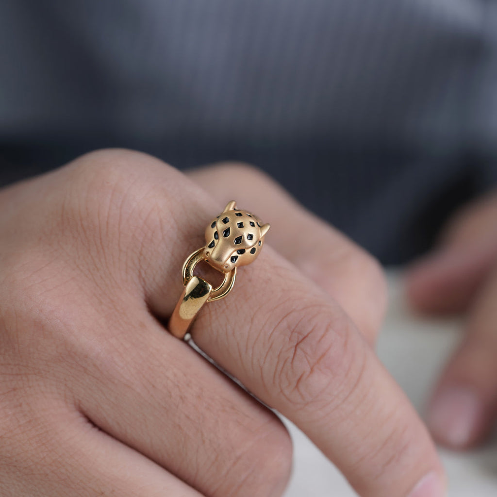 Golden Panther Link Ring