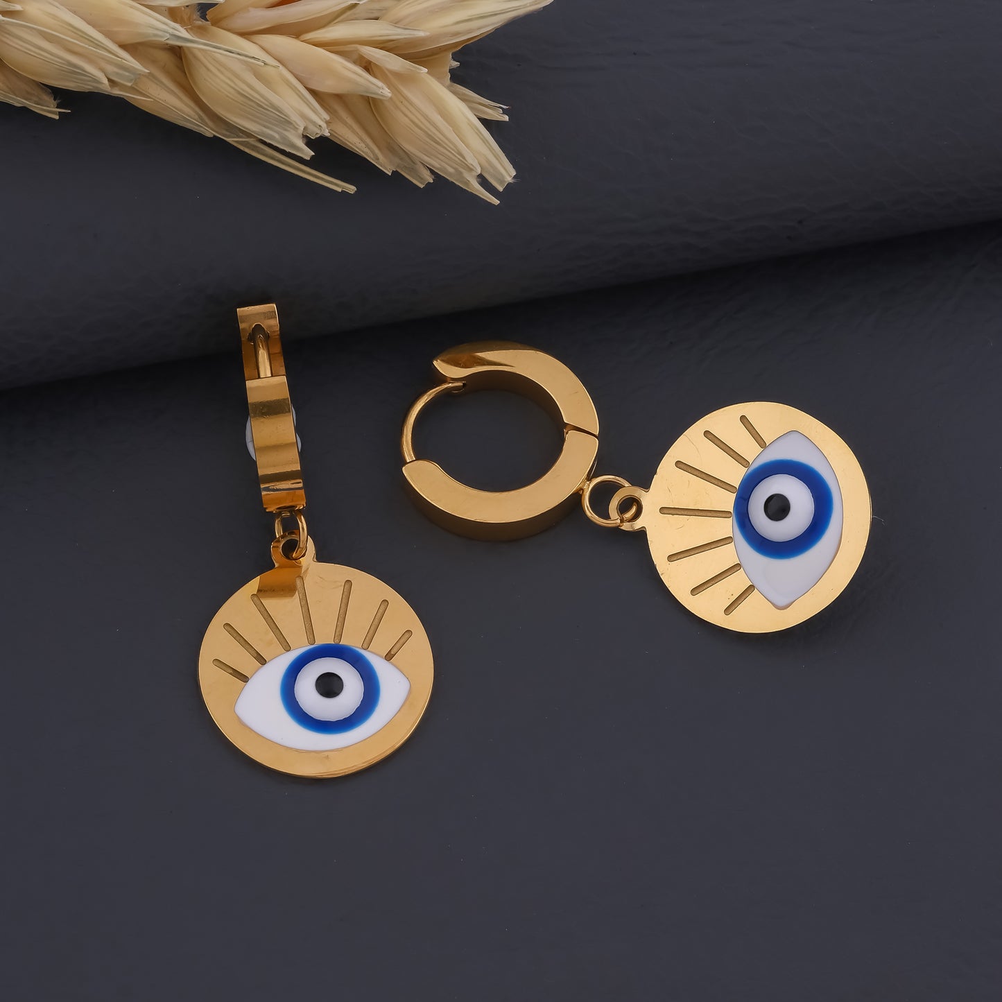 Evil Eye Round Earrings