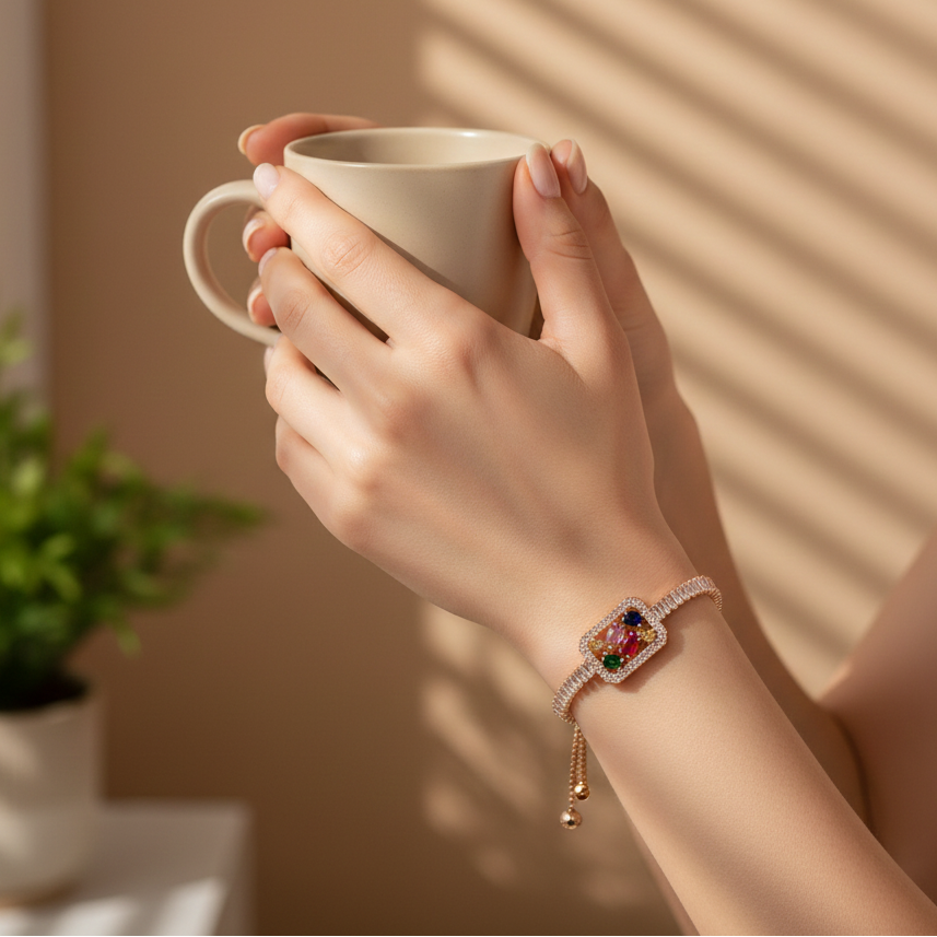 Opulent Multicolor Baguette Stone Bracelet