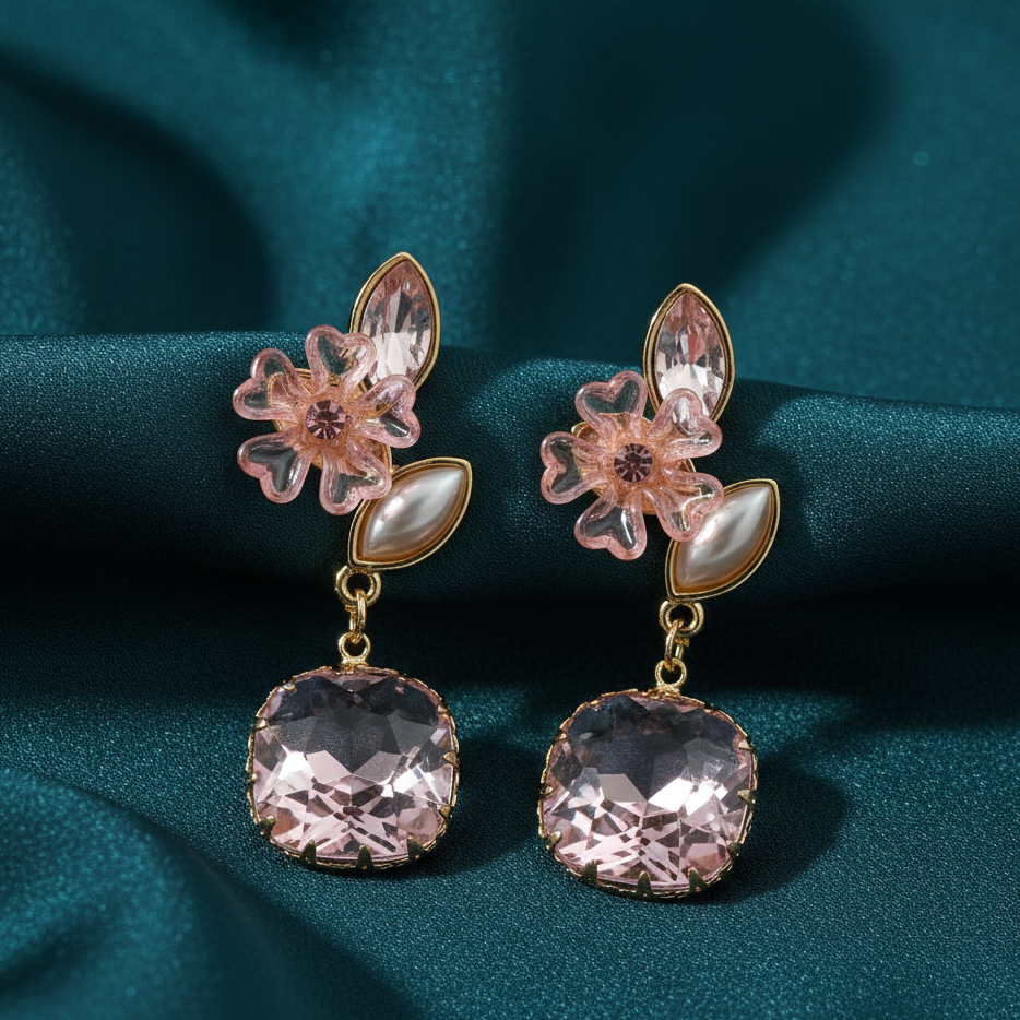 Pink Blossom Elegance Drop Earrings