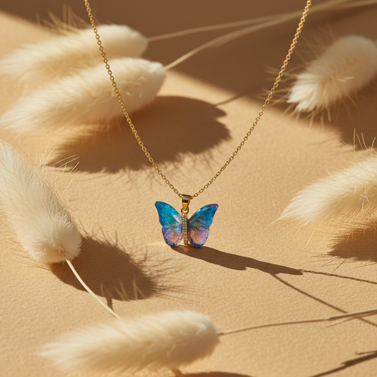 Iridesa Butterfly Gold Pendant Necklace