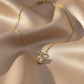 Crystal Heart Pendant Gold Necklace