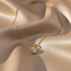 Crystal Heart Pendant Gold Necklace
